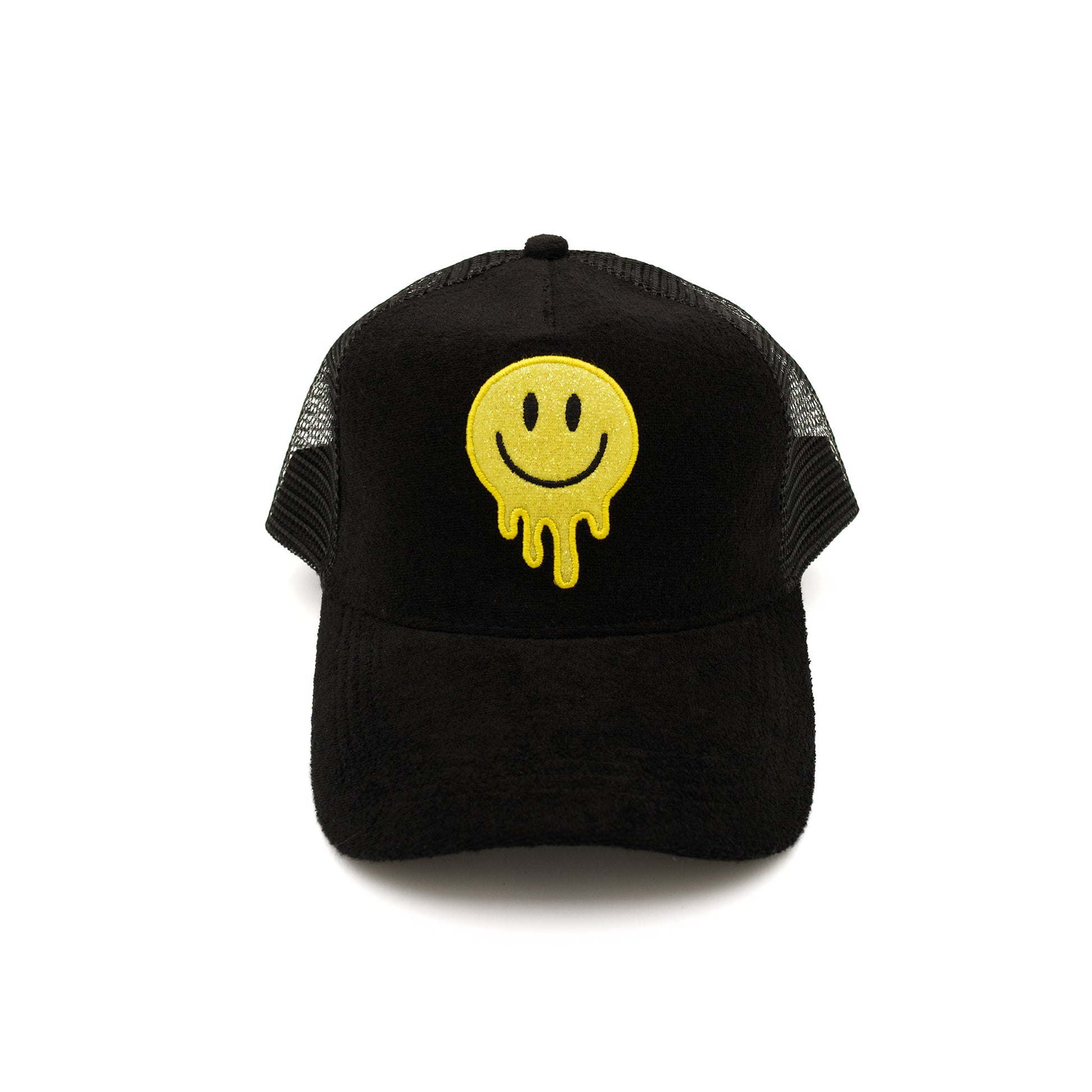Black Hat With Glitter Melting Smiley