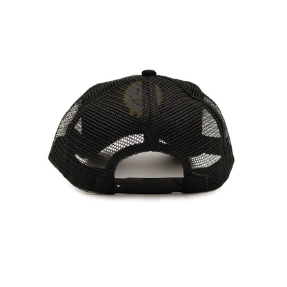 Black Melting Smiley Adjustable Snapback Trucker Hat Back