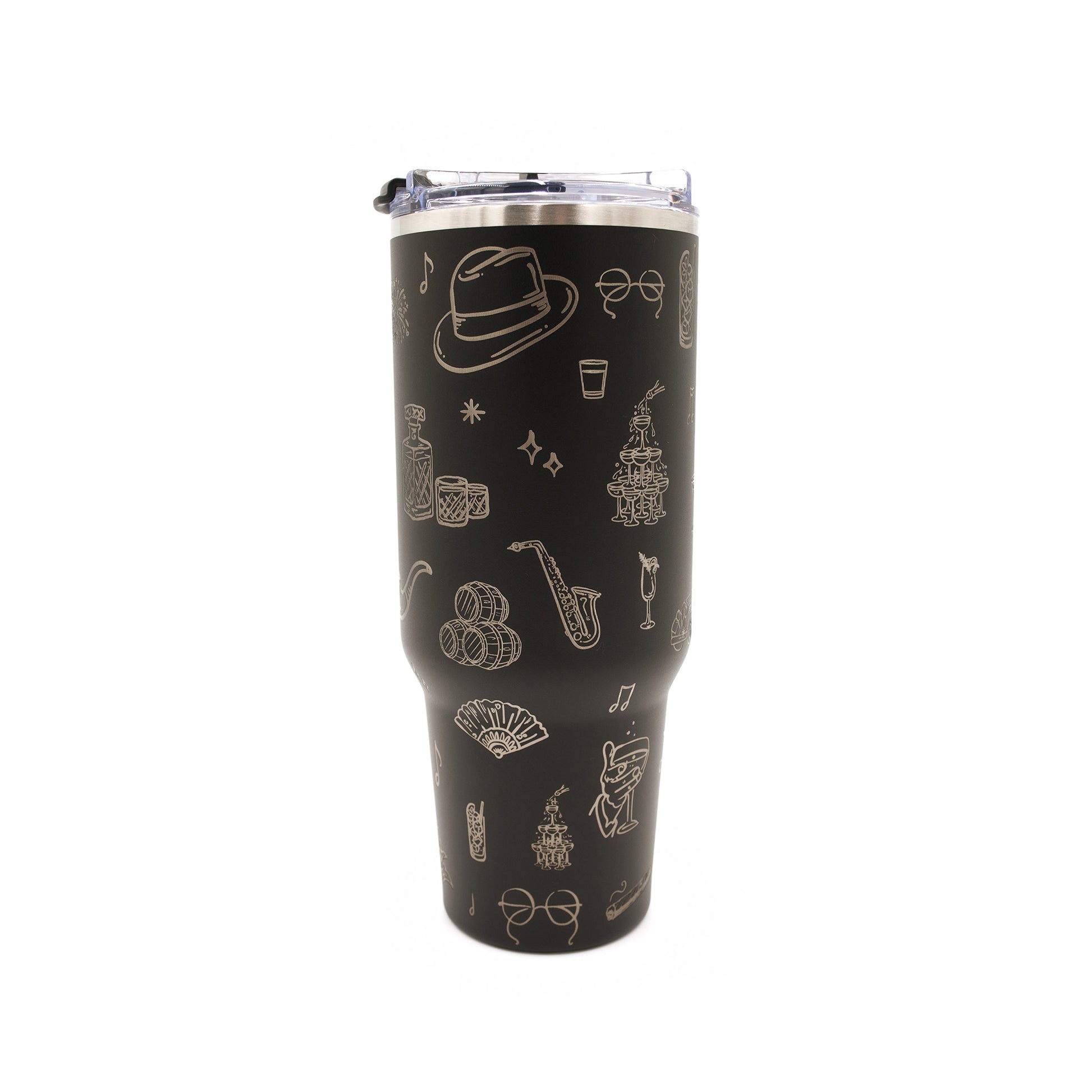 Engraved 40oz. Stainless Steel Tumbler Black, Speakeasy, Roaring 20s, Moonshine
