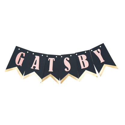 Gatsby-themed banner with pink letters, Personalized Banner Decorations