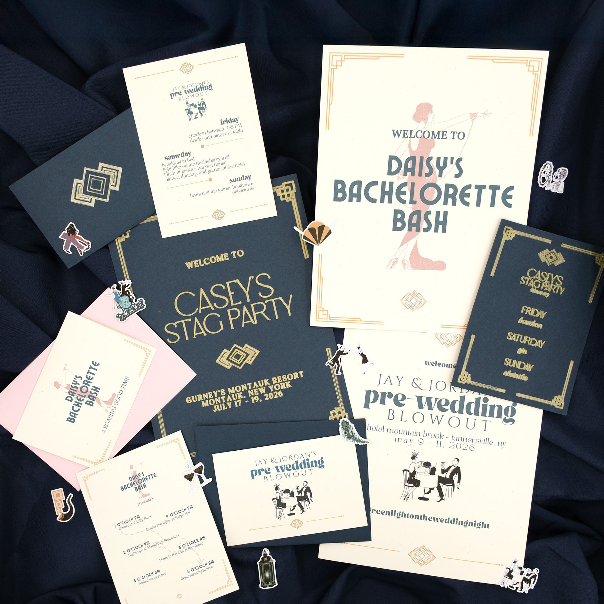 Gatsby Personalized Invitations, Welcome Sign, Itineraries, Thank-yous