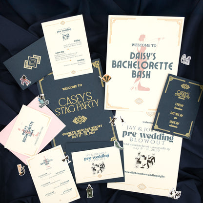 Gatsby Personalized Invitations, Welcome Sign, Itineraries, Thank-yous