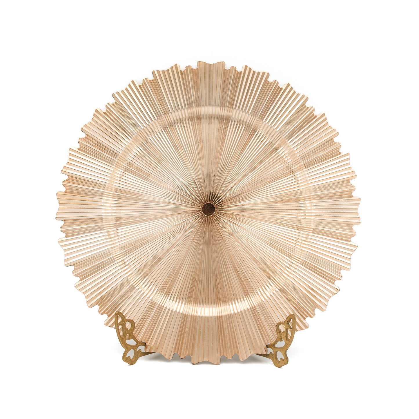 13" Disposable  Round Charger Plates 13" in Metallic Gold with Sunray Scalloped Rim, Decorative Dinner Party Charger Tableware