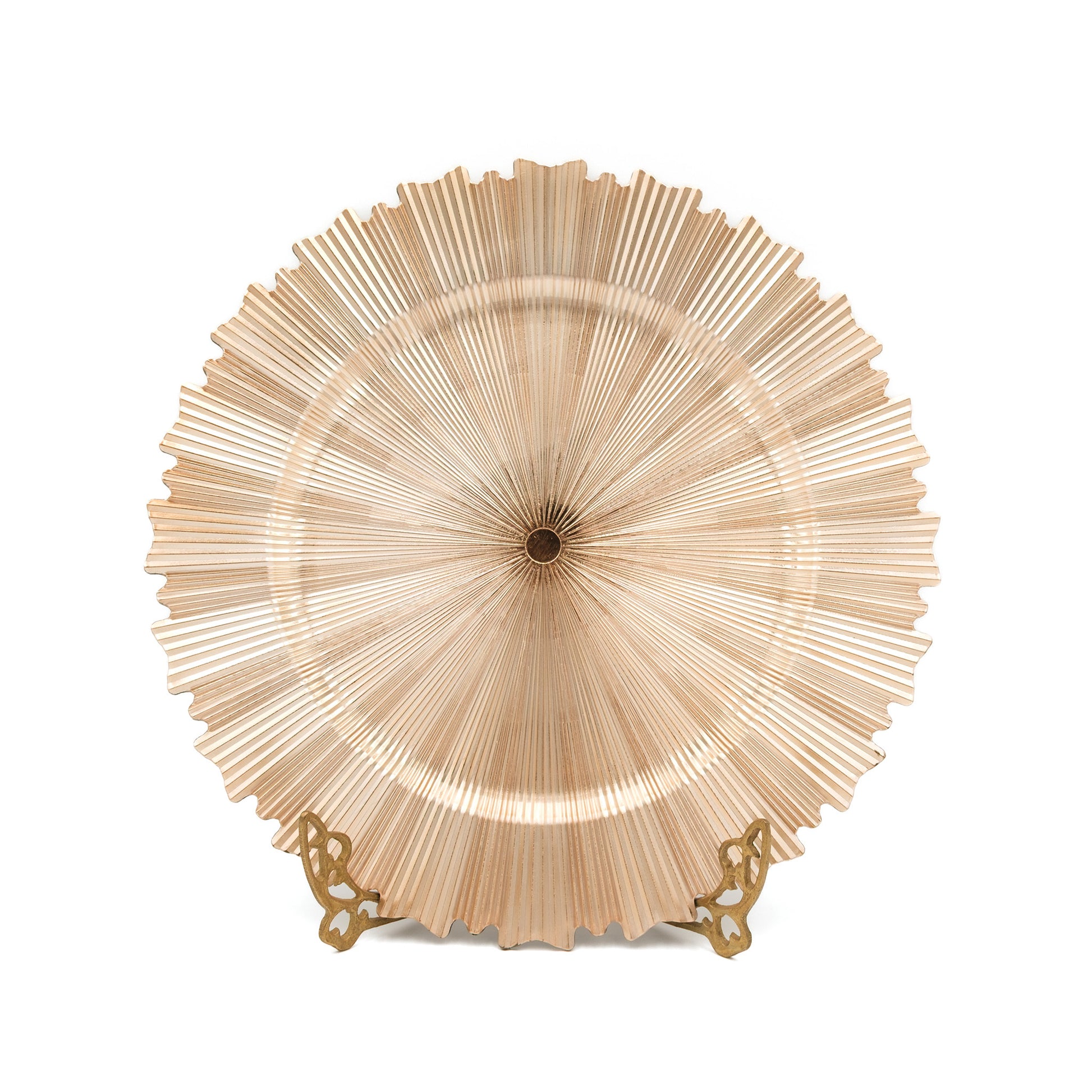 13" Disposable  Round Charger Plates 13" in Metallic Gold with Sunray Scalloped Rim, Decorative Dinner Party Charger Tableware