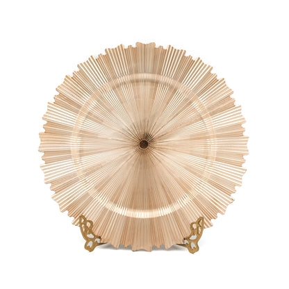 13" Disposable  Round Charger Plates 13" in Metallic Gold with Sunray Scalloped Rim, Decorative Dinner Party Charger Tableware