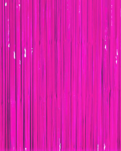 Black Light Neon Party Decorations Pink Fringe Foil Curtain