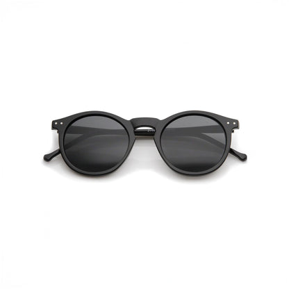 Retro Round Black Sunglasses with Smoke Lenses