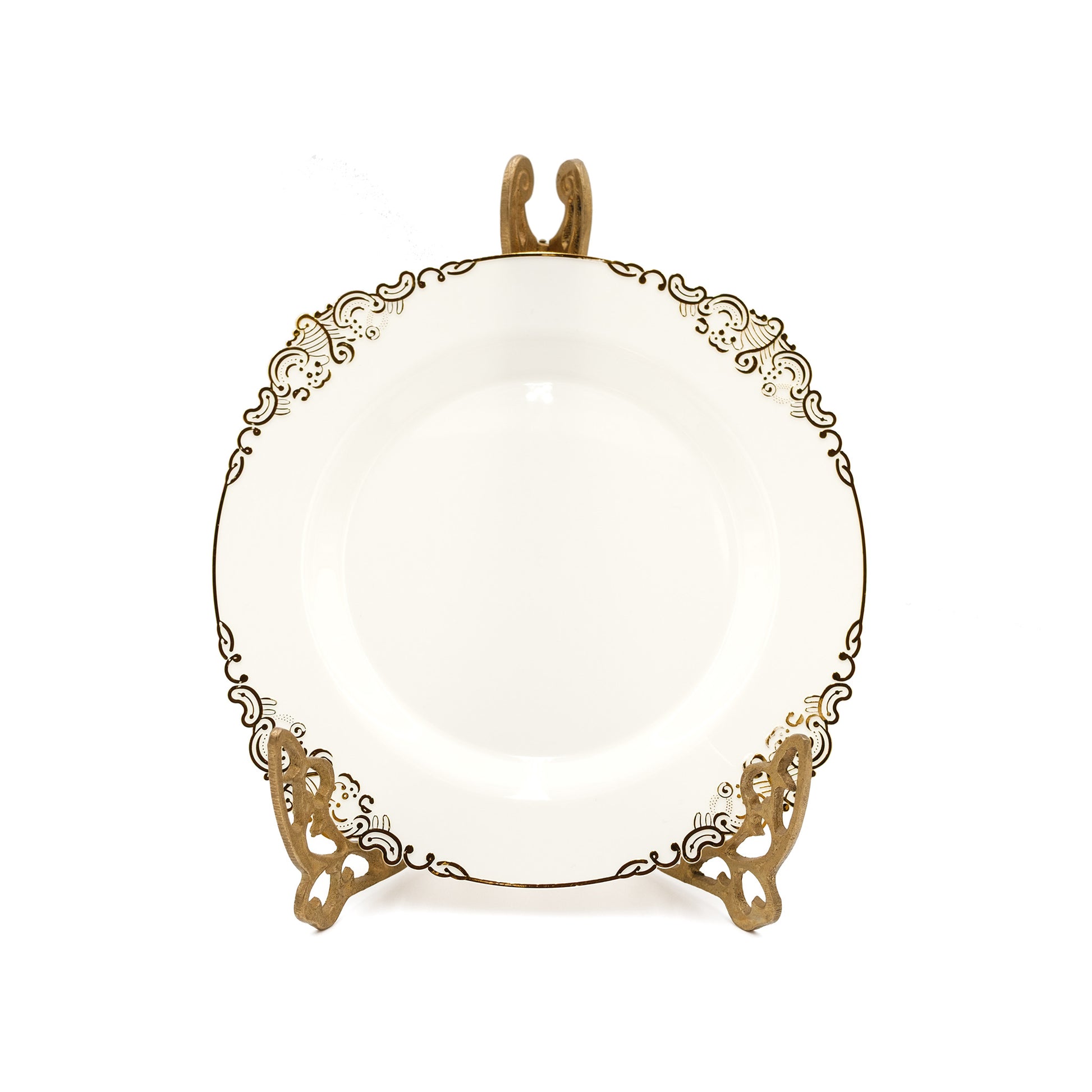 Ivory dessert salad plate with gold intricate design, disposable