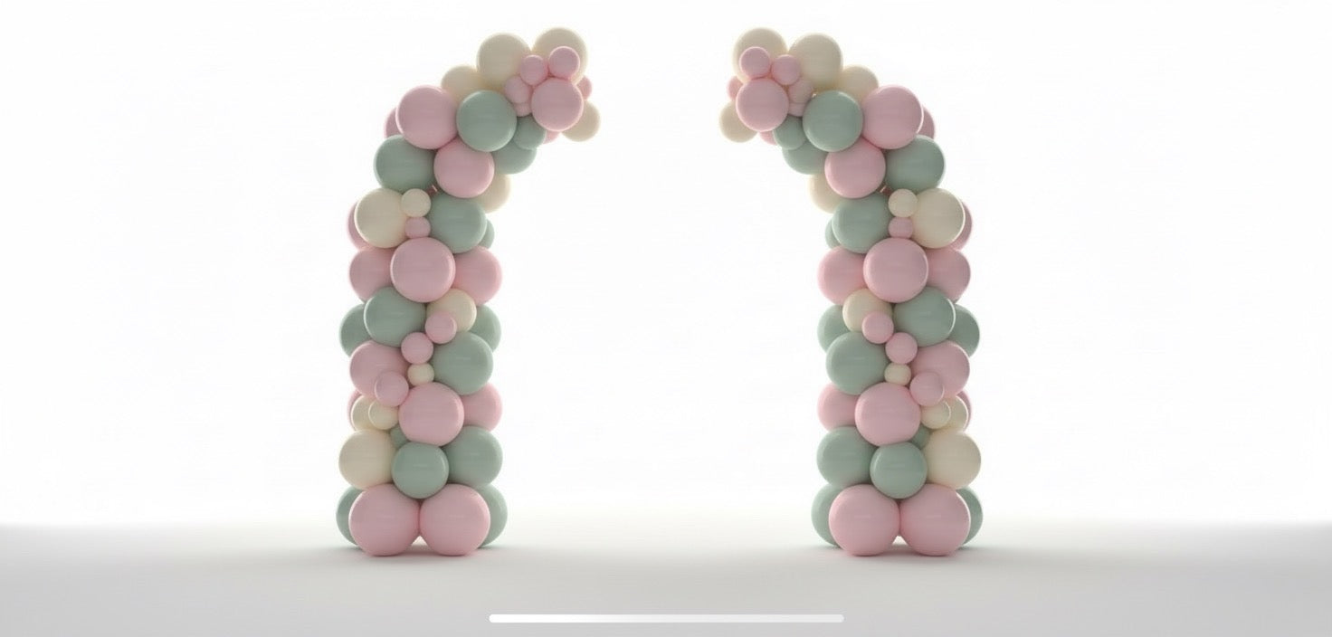 Pastel-colored balloon arches, Rosebuds Balloon Arch Kit