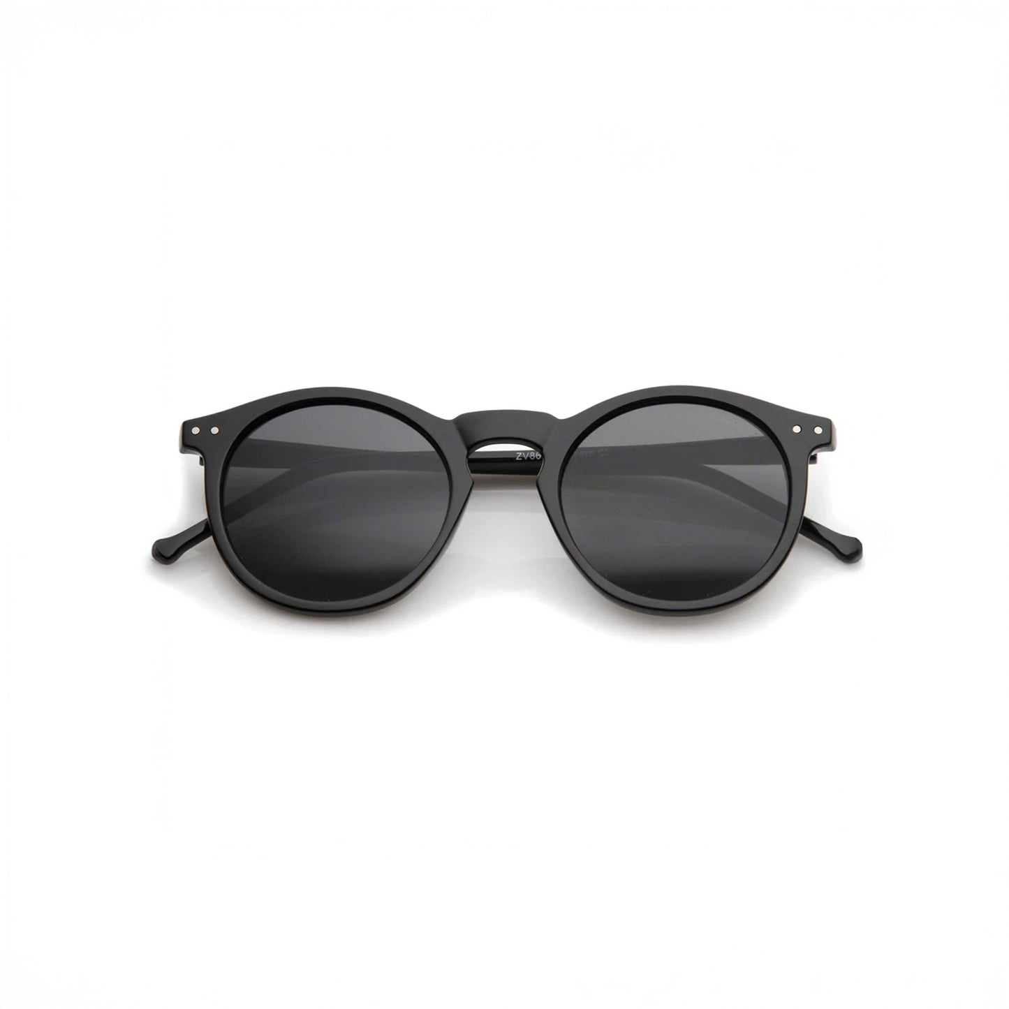 Round Retro Black Sunglasses with Smoke Lenses