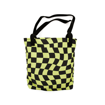 Warped Checkered Tote Neon Green Black